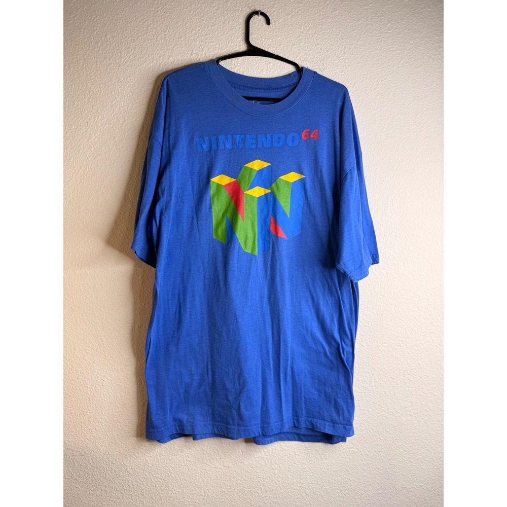 Nintendo 64 Men 2XLT Blue Graphic Tee Shirt N64 Retro Gaming Big Tall 2XL